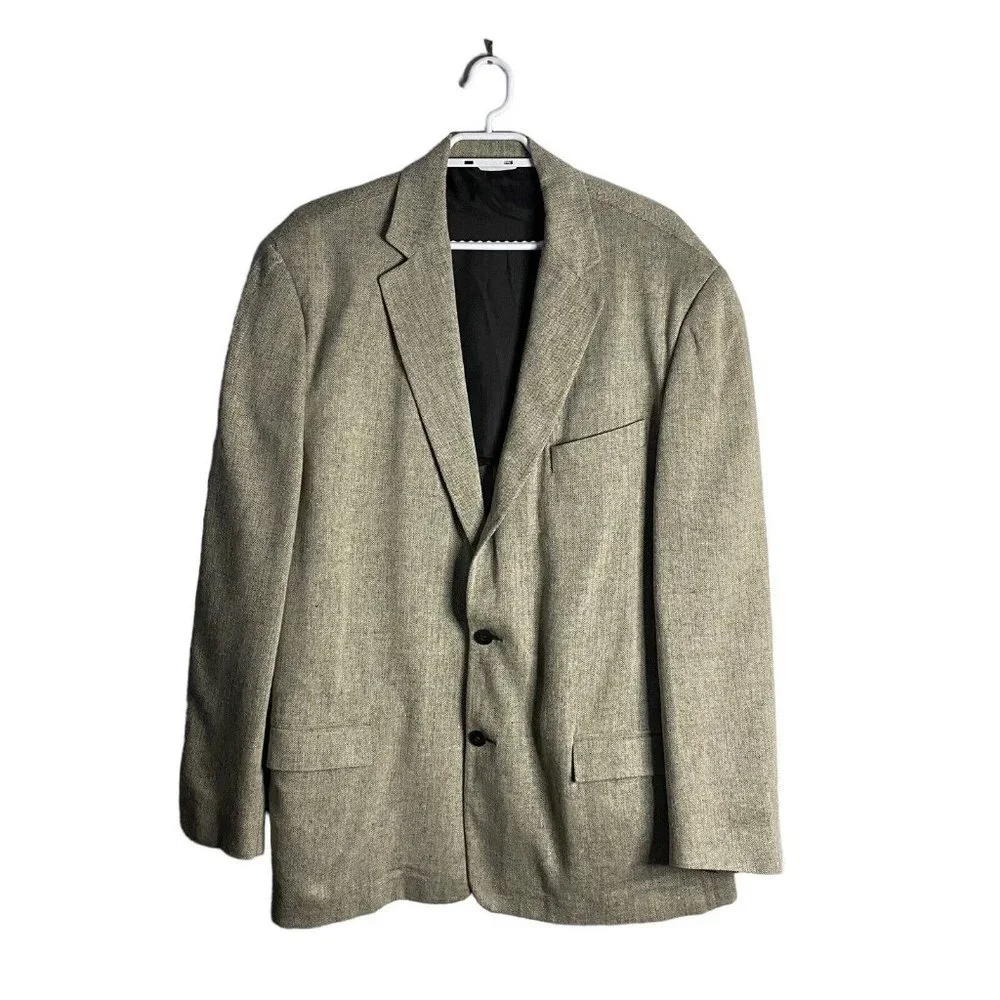 Paolo Giordano Men's Gray Herringbone Single Breasted Notch Lapel Blazer